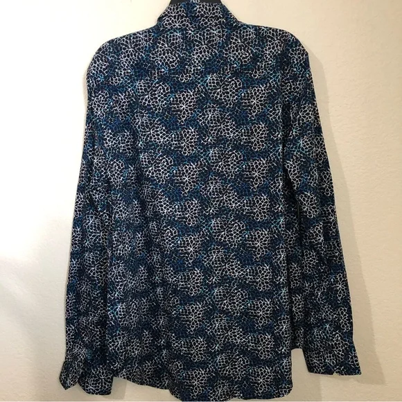 ROBERT GRAHAM Large Baltic Long Sleeve Shirt Flip Cuff Navy Floral Geometric NWT - Picture 10 of 13